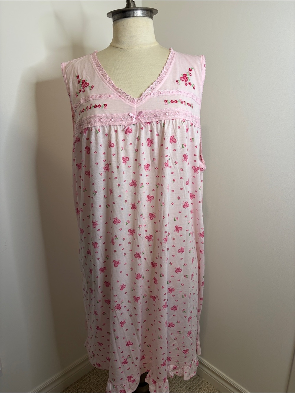 PINK LABEL Floral Embroidered Nightgown Sleepshirt PLUS SIZE 3X